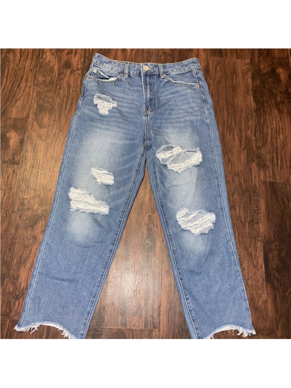 Forever 21 Distressed Light Blue Boyfriend Jeans